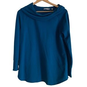 Soft Surroundings Blue Valerie Cowl Neck Tunic Top Long Sleeve Sz Petite Medium